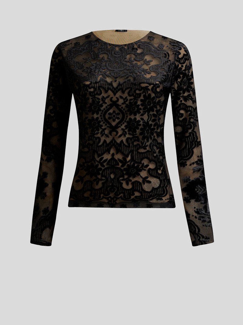 TULLE AND JACQUARD VELVET TOP 1