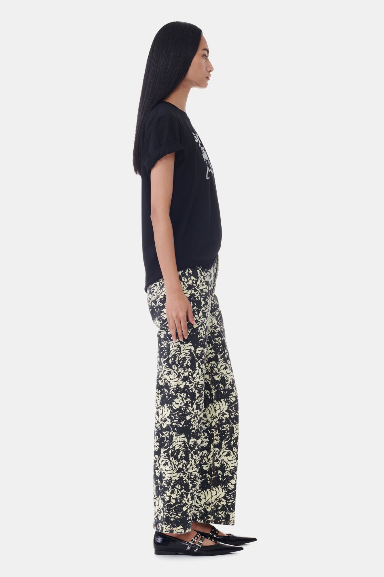 FLORAL PRINTED BETZY CROPPED JEANS - 3