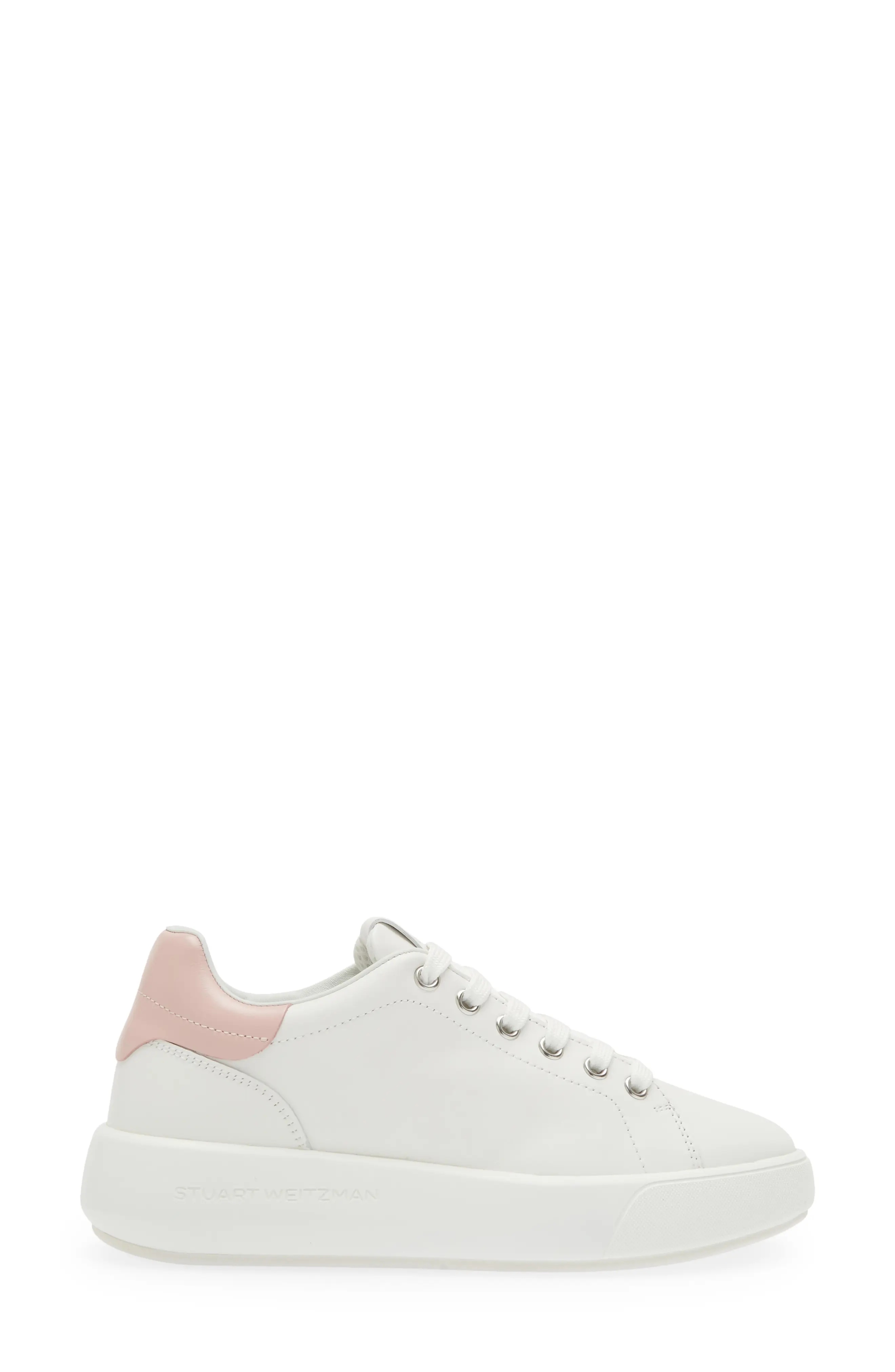 Pro Sleek Sneaker in White/Pink Calf Leather - 3