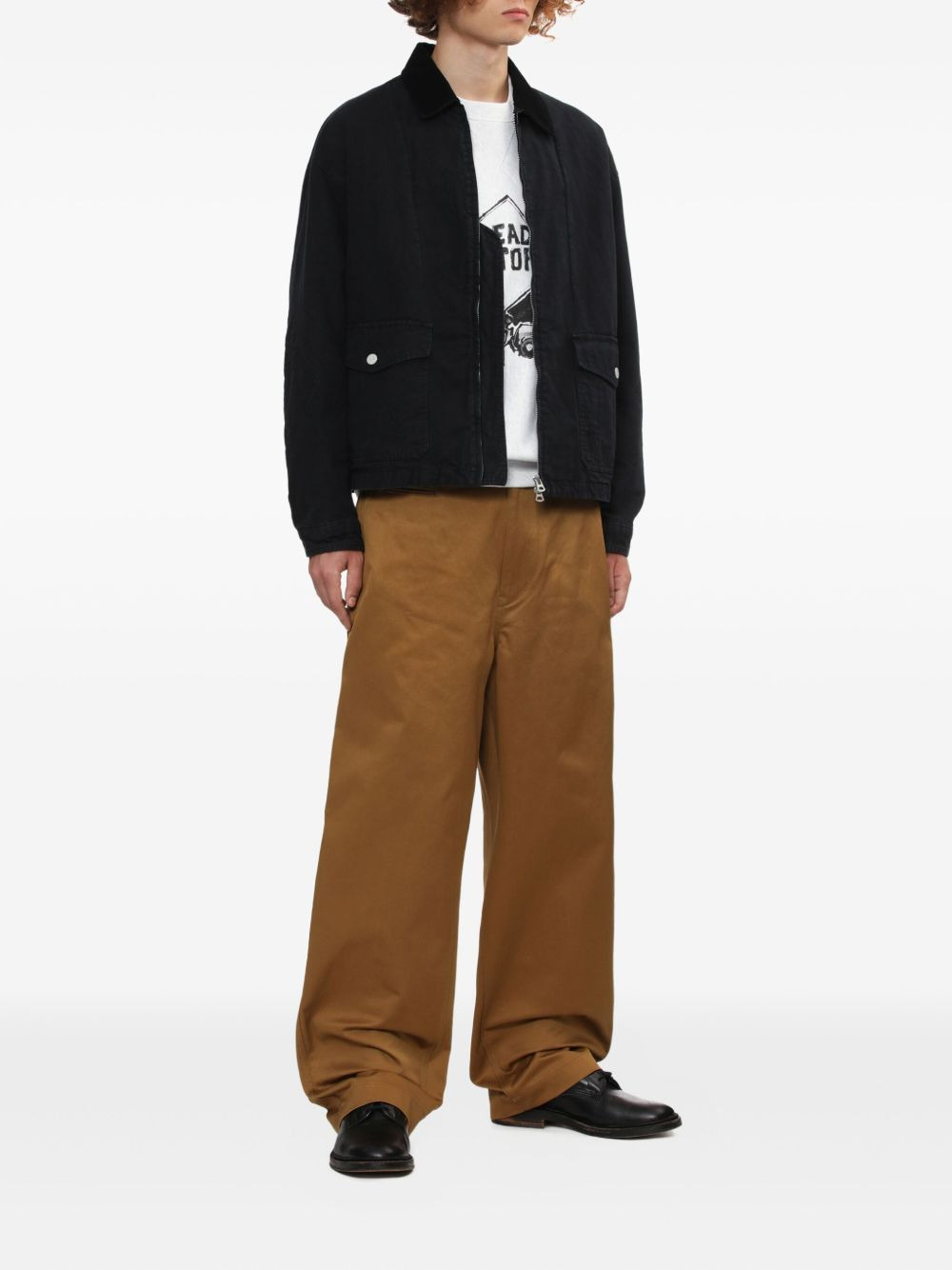 corduroy-collar cotton jacket - 2