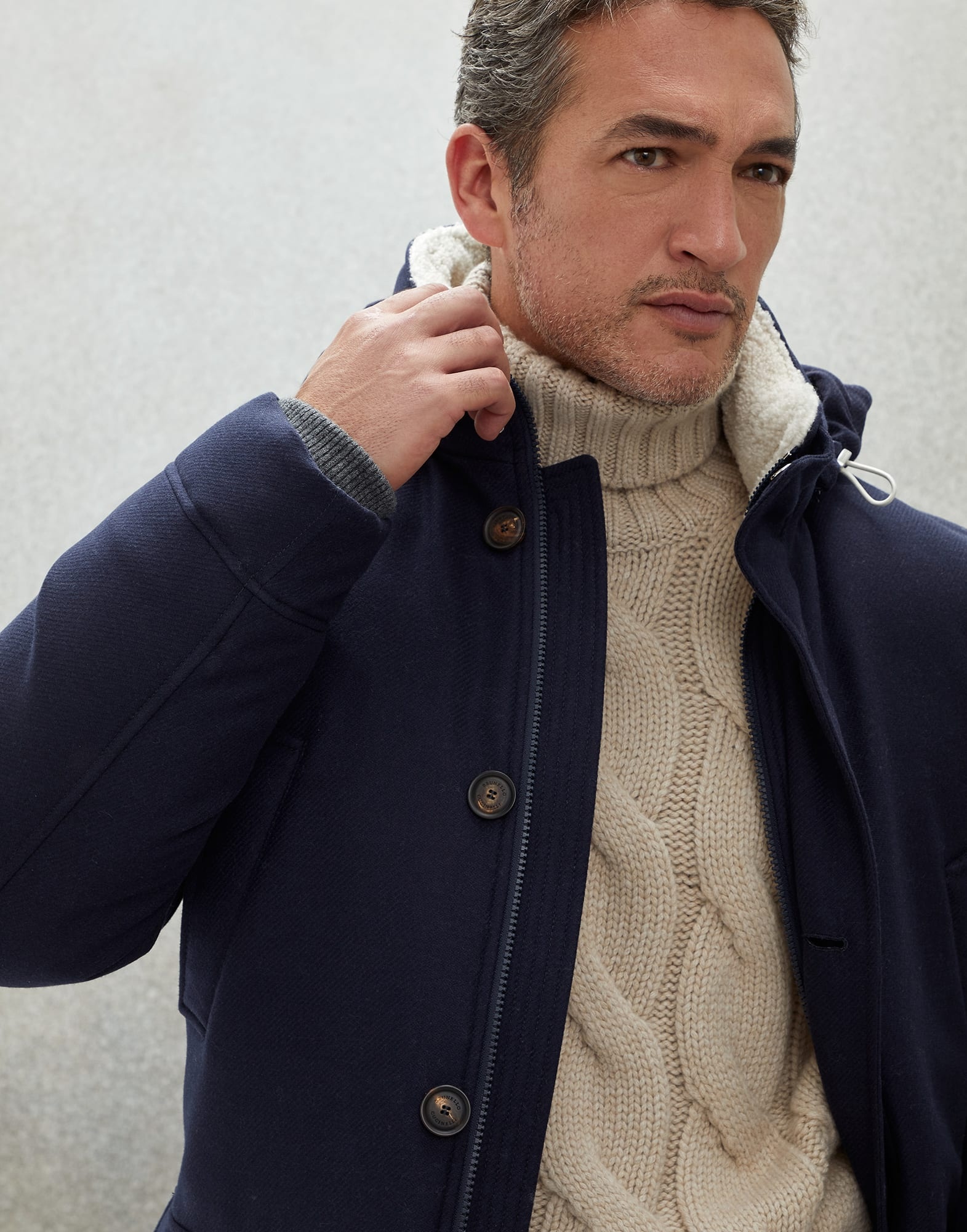 Brunello Cucinelli Wool, silk and cashmere bonded diagonal