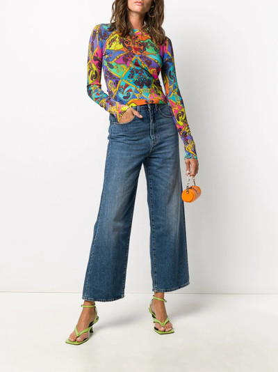 VERSACE JEANS COUTURE baroque print colour-block top outlook