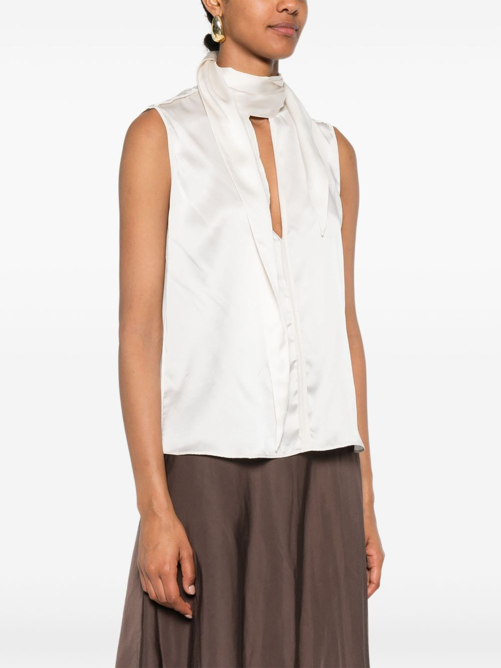 keyhole-neck sleeveless blouse - 3