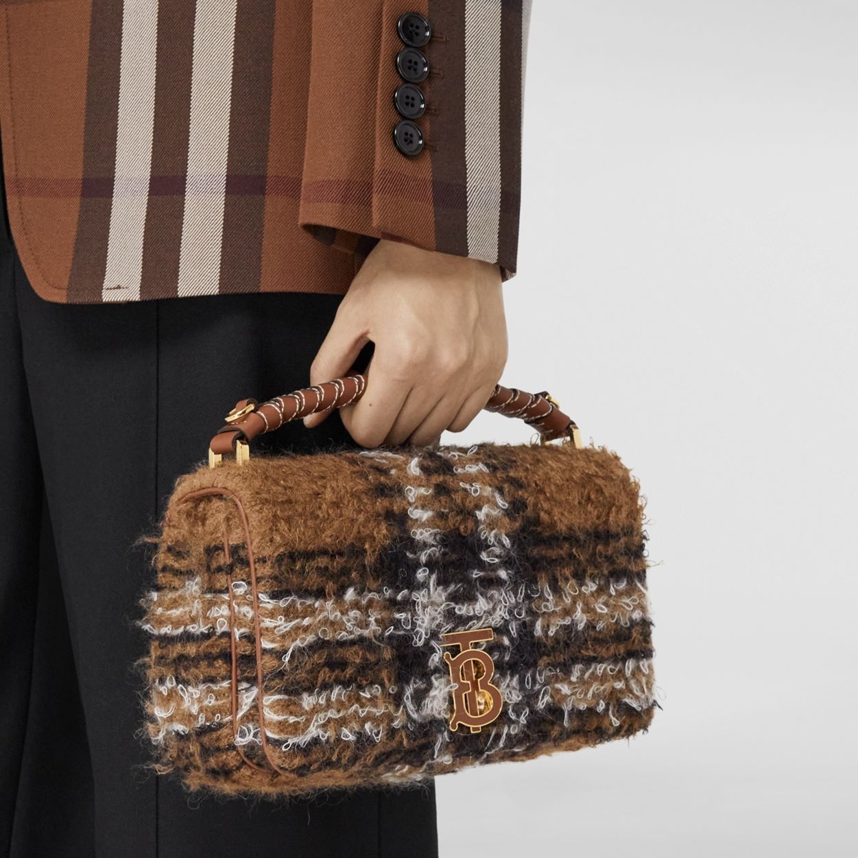 Exaggerated Check Mohair Blend Small Lola Bag - 4