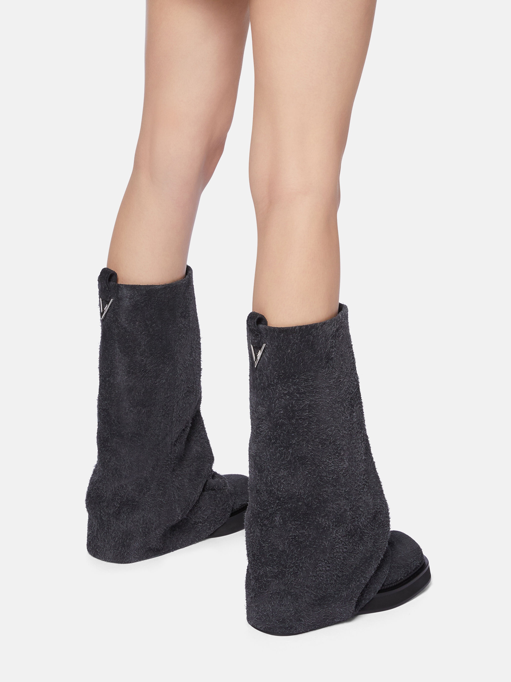 "ROBIN'' BLACK MELANGE COMBAT BOOT - 4