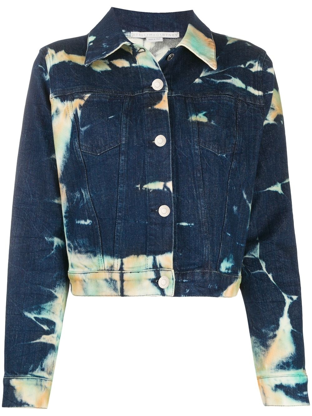 cropped tie-dye denim jacket - 1