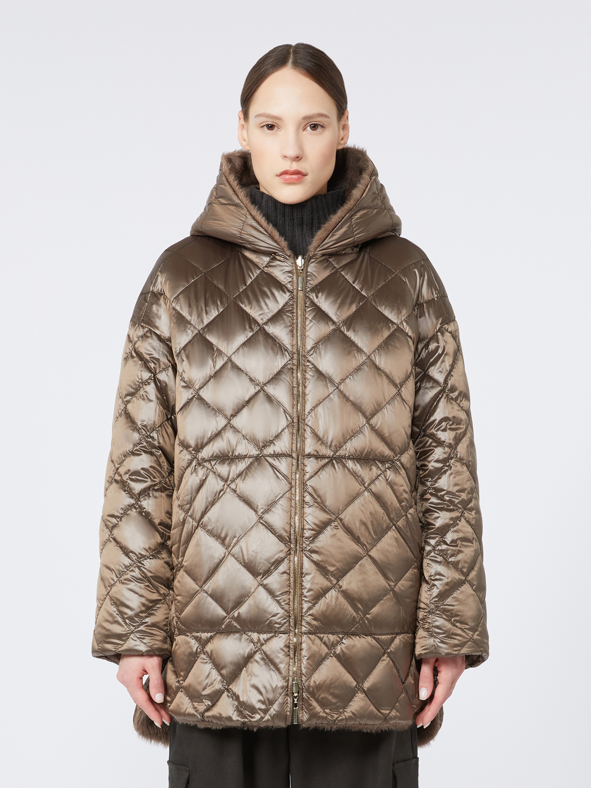 SPACEFE Reversible padded mini jacket in faux fur and water-repellent fabric - 6