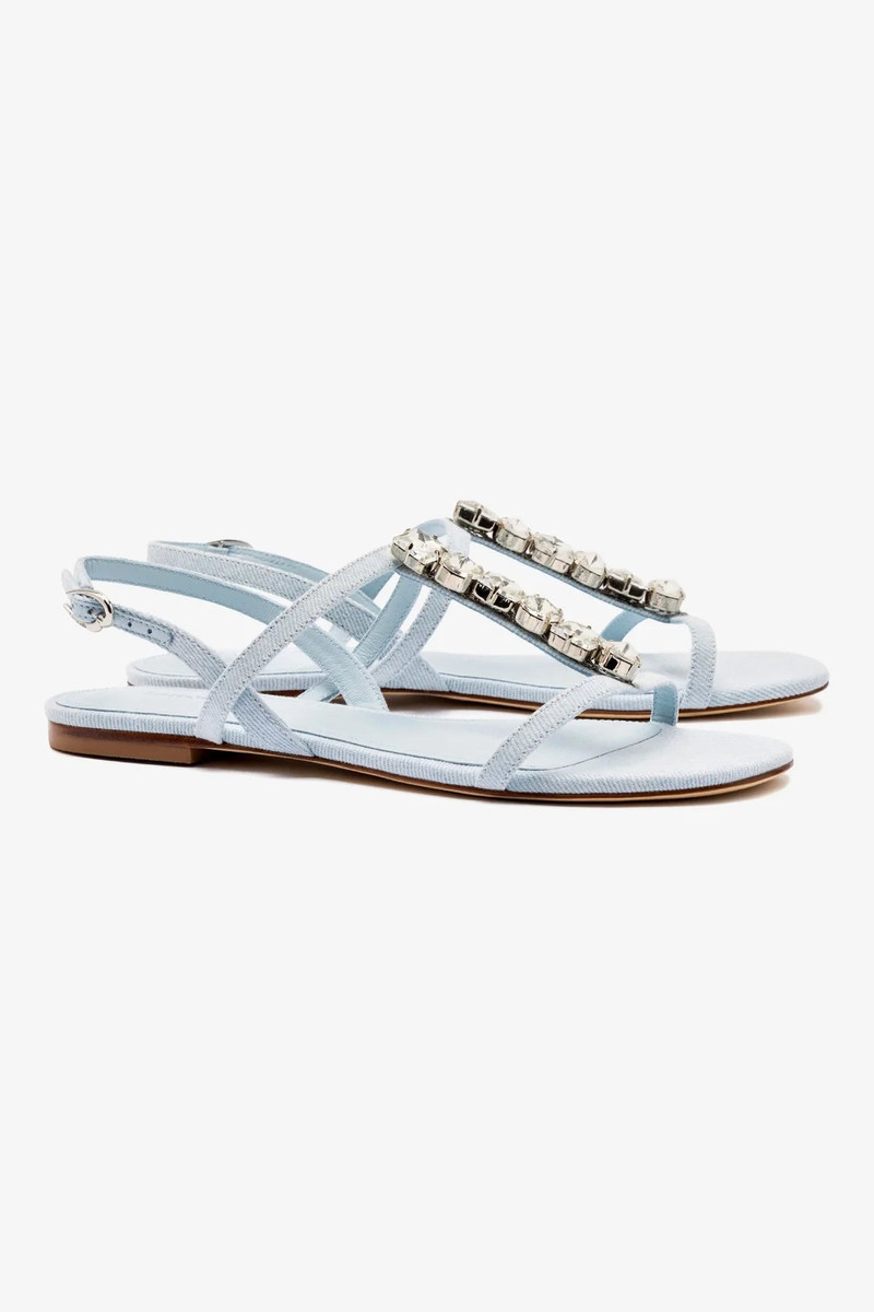 Calypso Flat Sandal In Maya Denim and Crystals 3