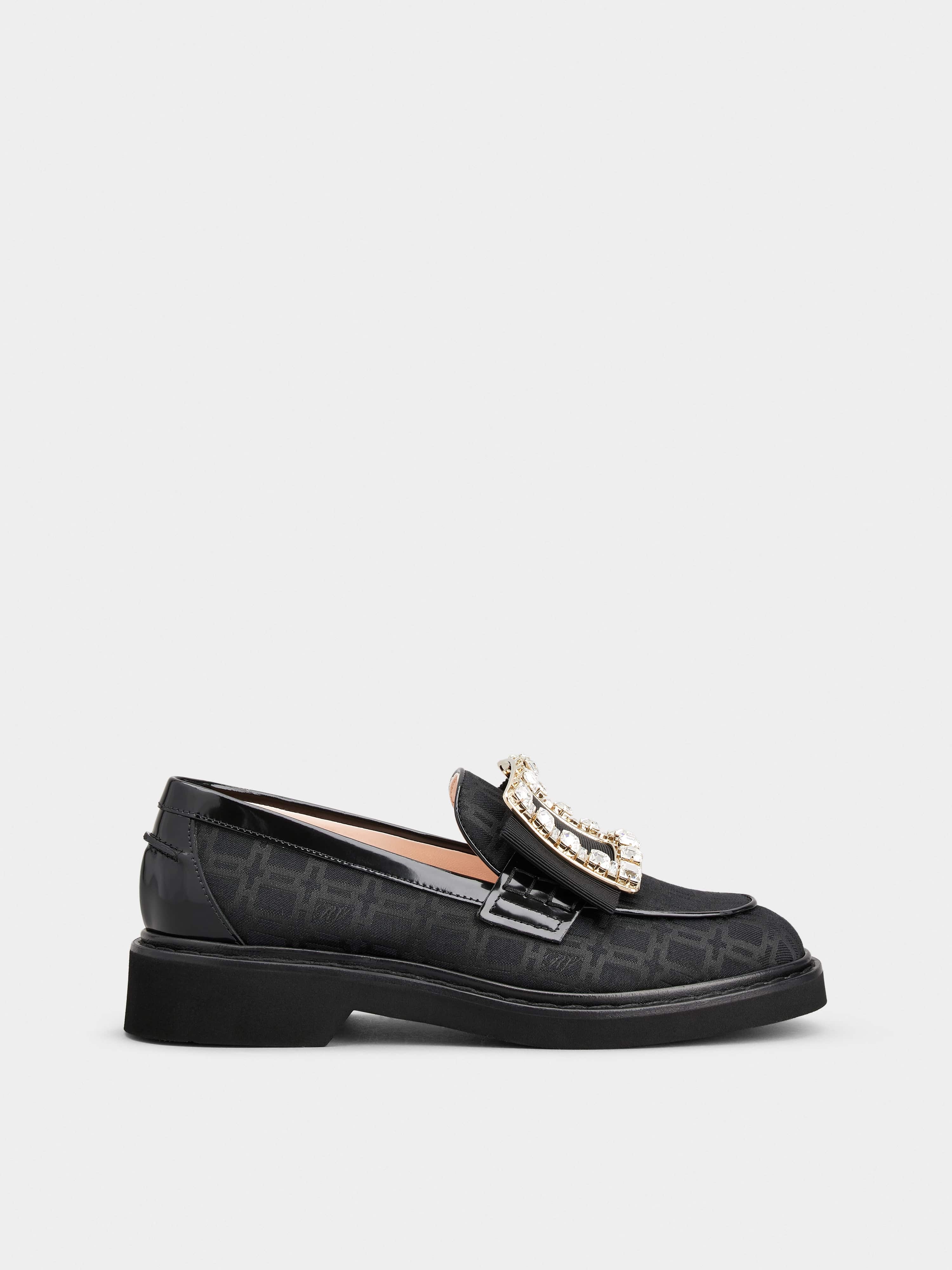 Viv' Rangers Rhinestone Buckle Loafers in Fabric - 1