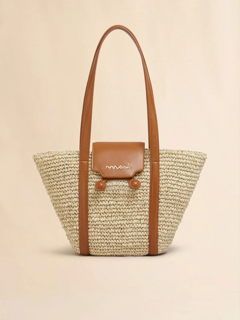 SMALL NATURAL RAFFIA-EFFECT TRUNKAROO BEACH BAG - 1