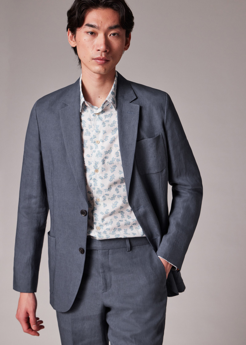 Stone Blue Linen Patch-Pocket Unlined Blazer 5