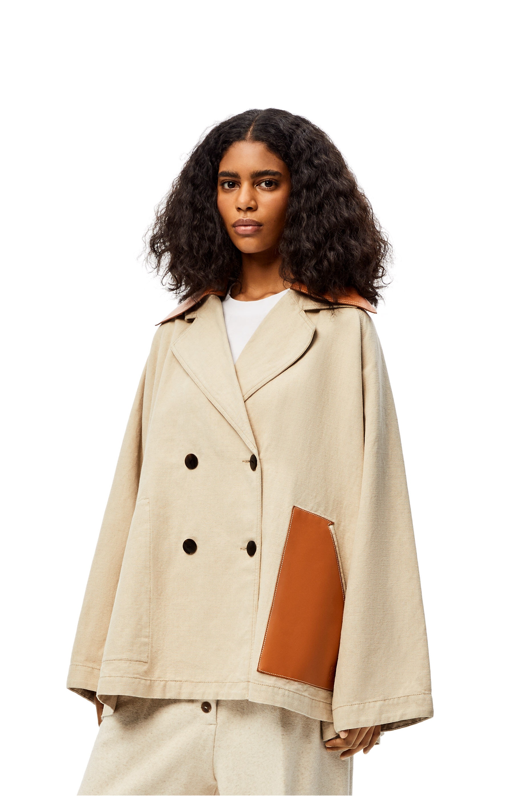 Trapeze peacoat in cotton and linen - 3