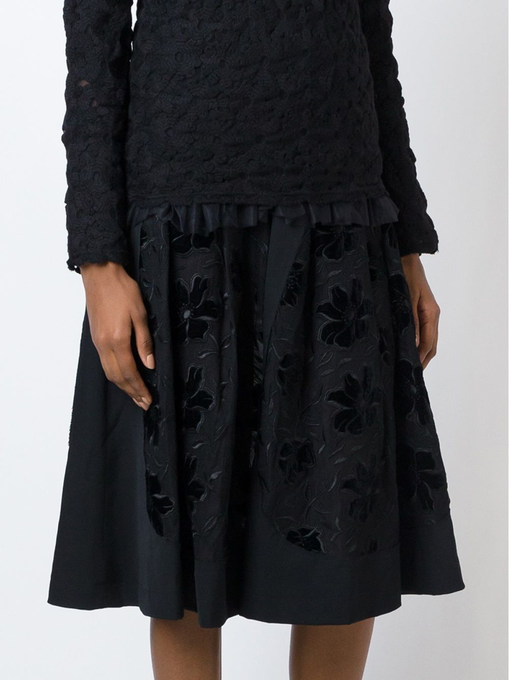 embroidered flared skirt - 3