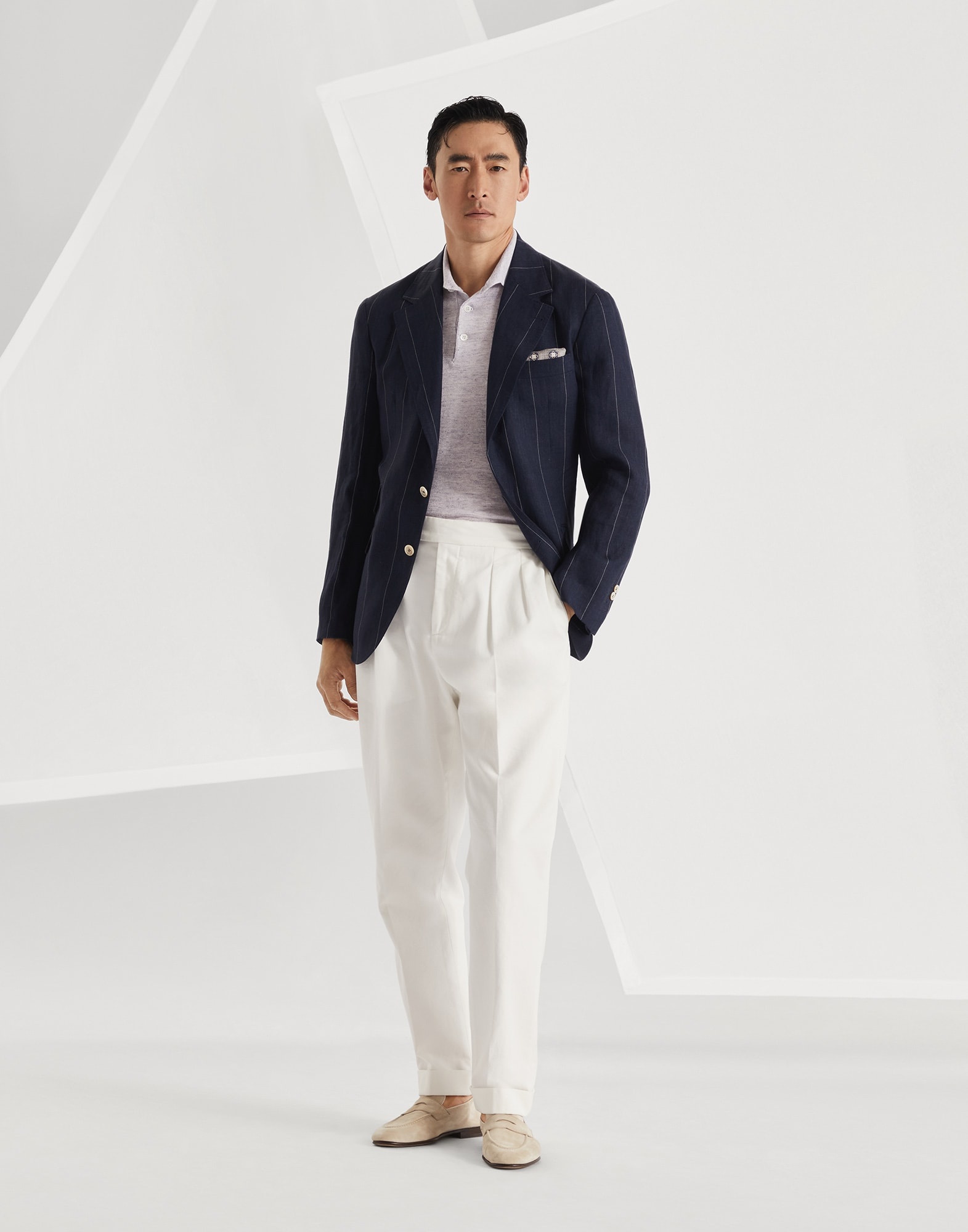 Linen and cotton knit polo - 5
