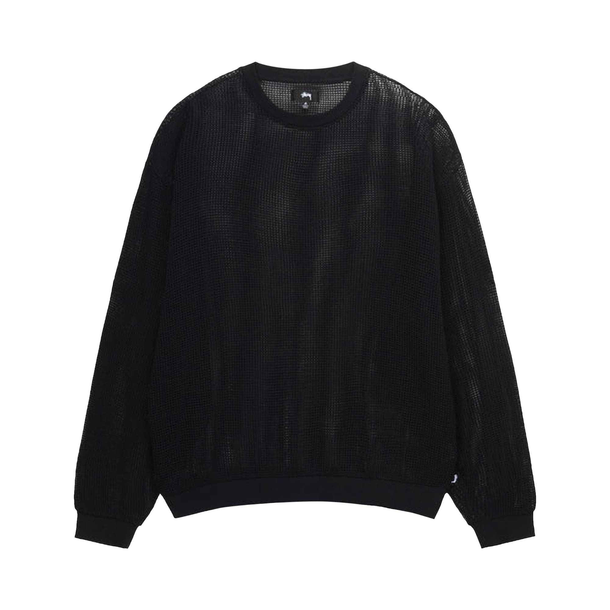 Stussy Cotton Mesh Long-Sleeve Crew 'Black' - 1