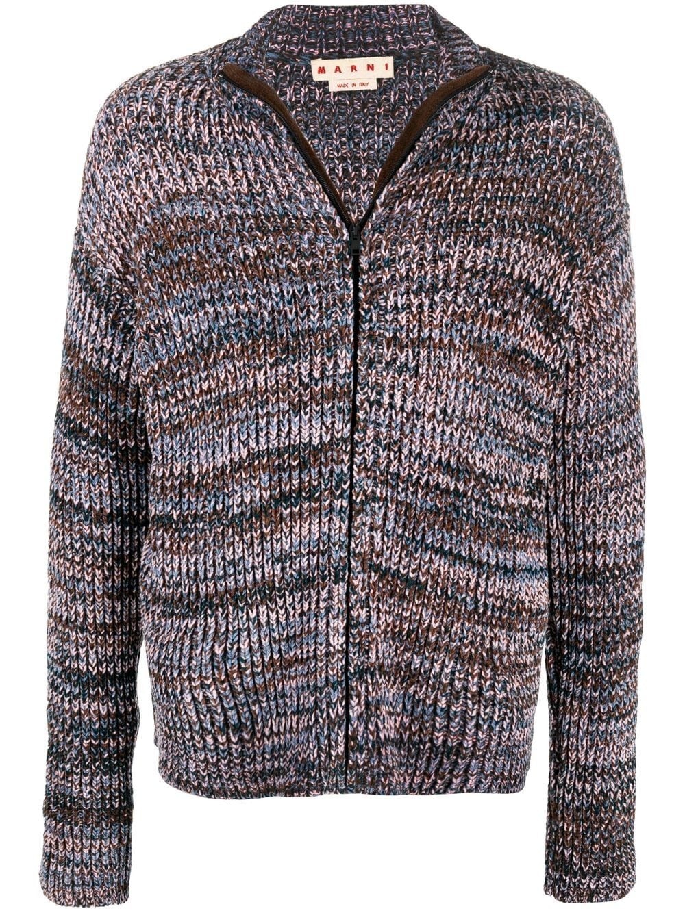 zip-front knitted caridgan - 1