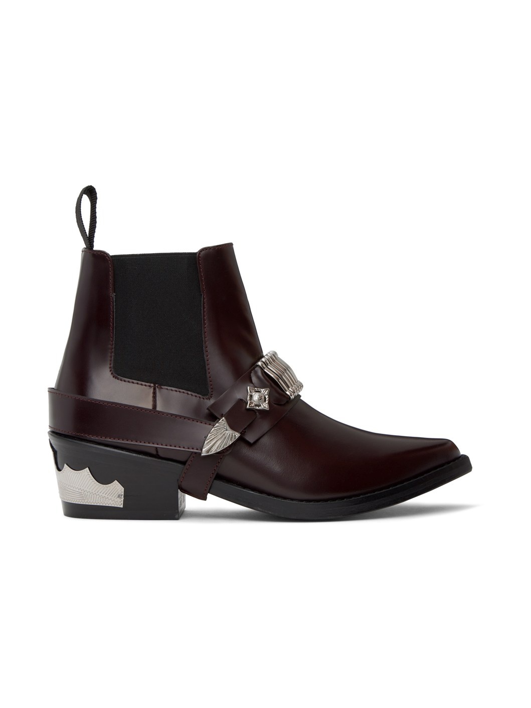 Burgundy Ankle Strap Chelsea Boots - 1