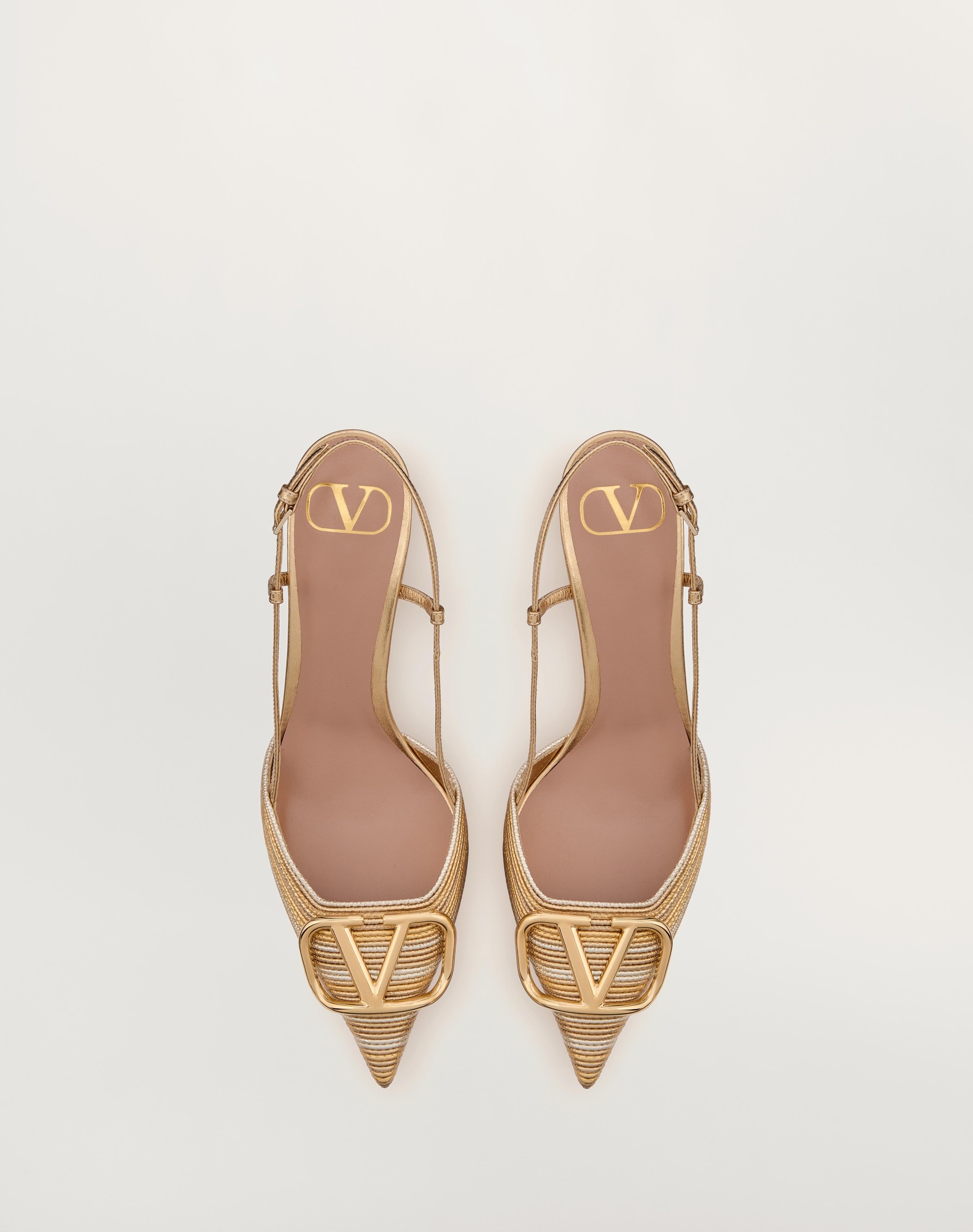 VLOGO SIGNATURE METALLIC SLINGBACK PUMPS WITH CORNELY EMBROIDERY 80MM - 3