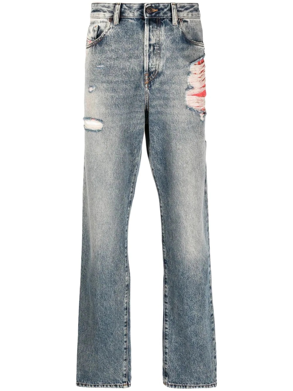 distressed-effect straight-leg jeans - 1