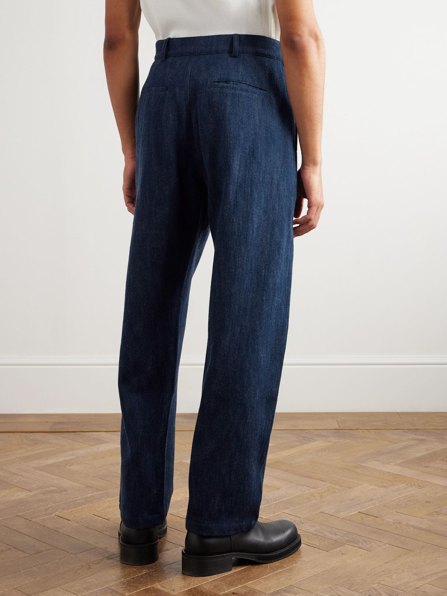 Balloon Tapered Cotton and Virgin Wool-Blend Trousers Blue - 4