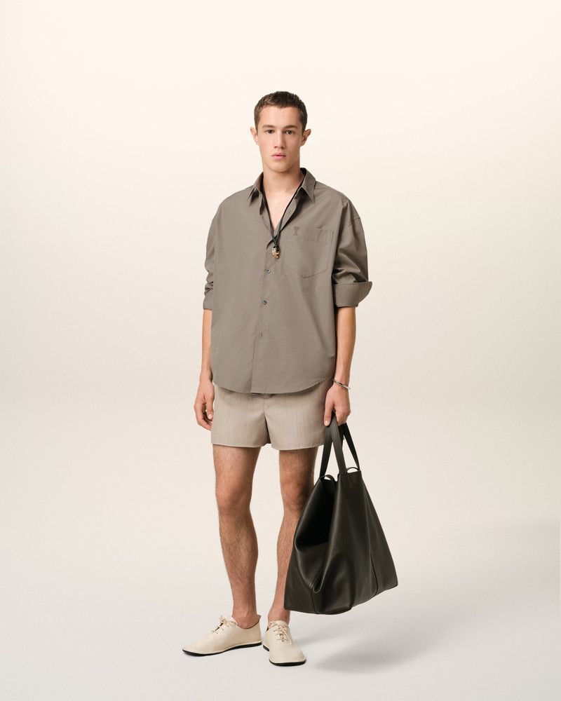 AMI Paris BEIGE COTTON AMI DE COEUR BOXY SHIRT outlook