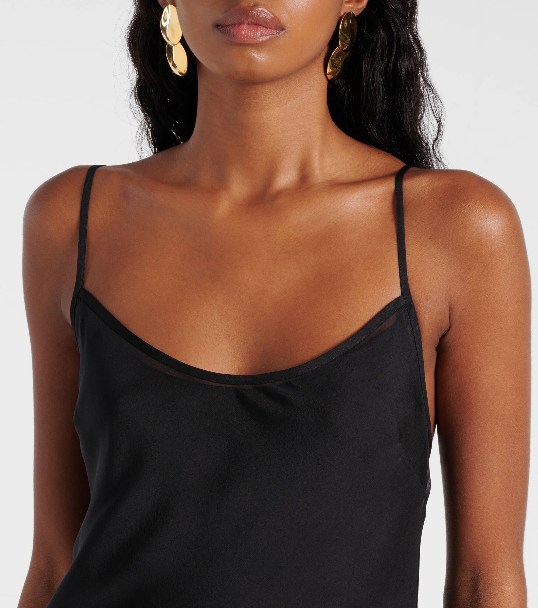 Sage Flounce ruffled sheer silk maxi dress - 4