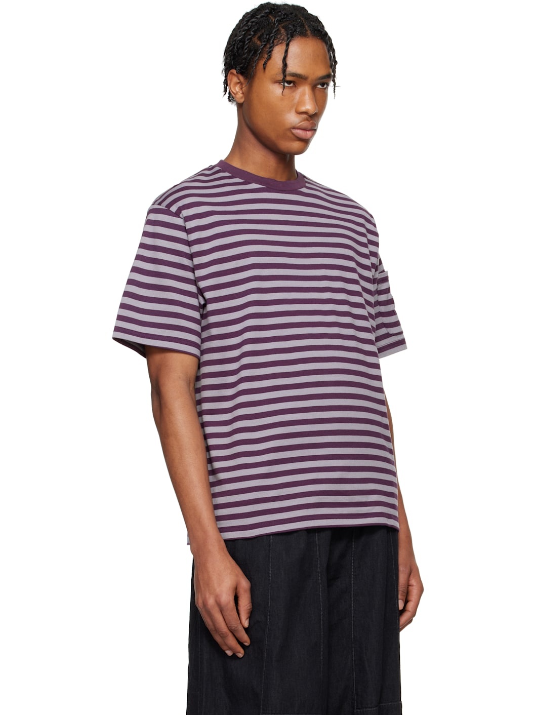 Purple Cotton Stripe T-shirt - 2