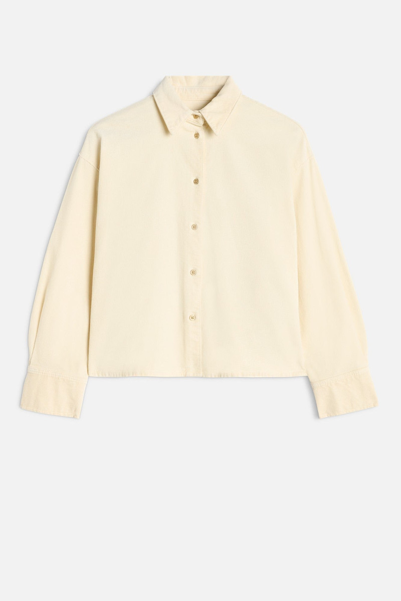 Corduroy Nina Cropped Shirt in Eggshell 1