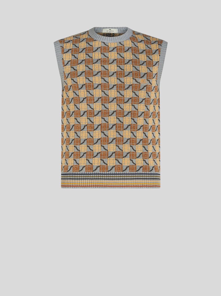 GEOMETRIC PATTERN KNITTED GILET - 1