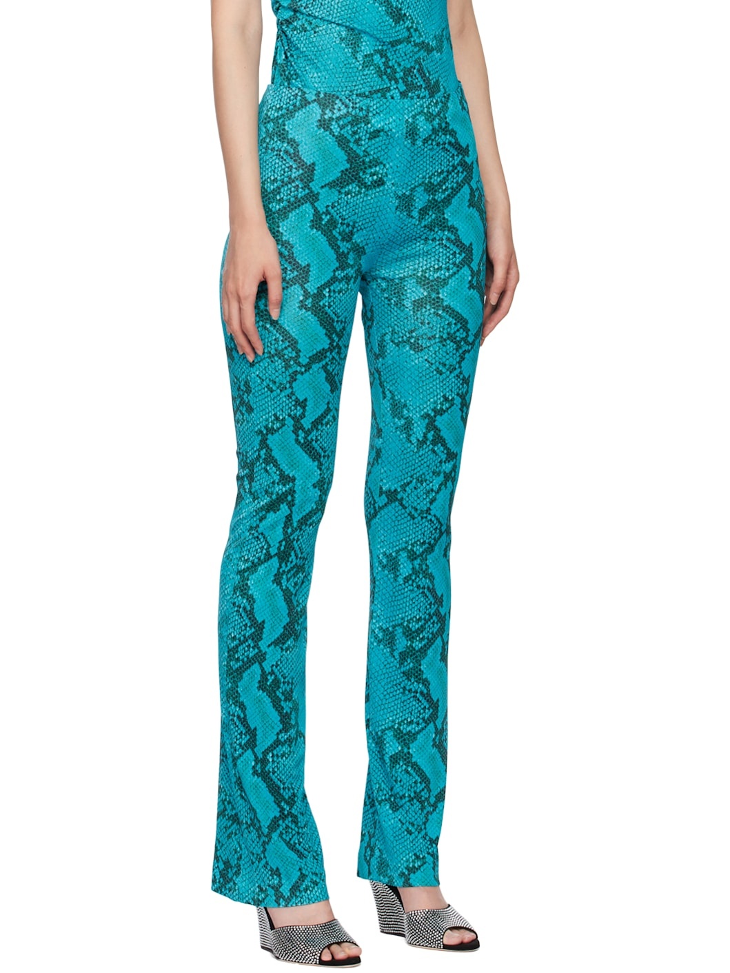 Blue Snake Print Trousers - 2