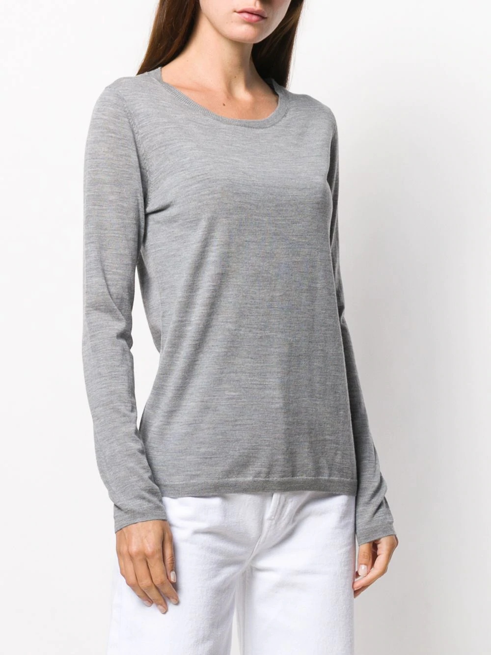 scoop-neck fine knit jumper - 3