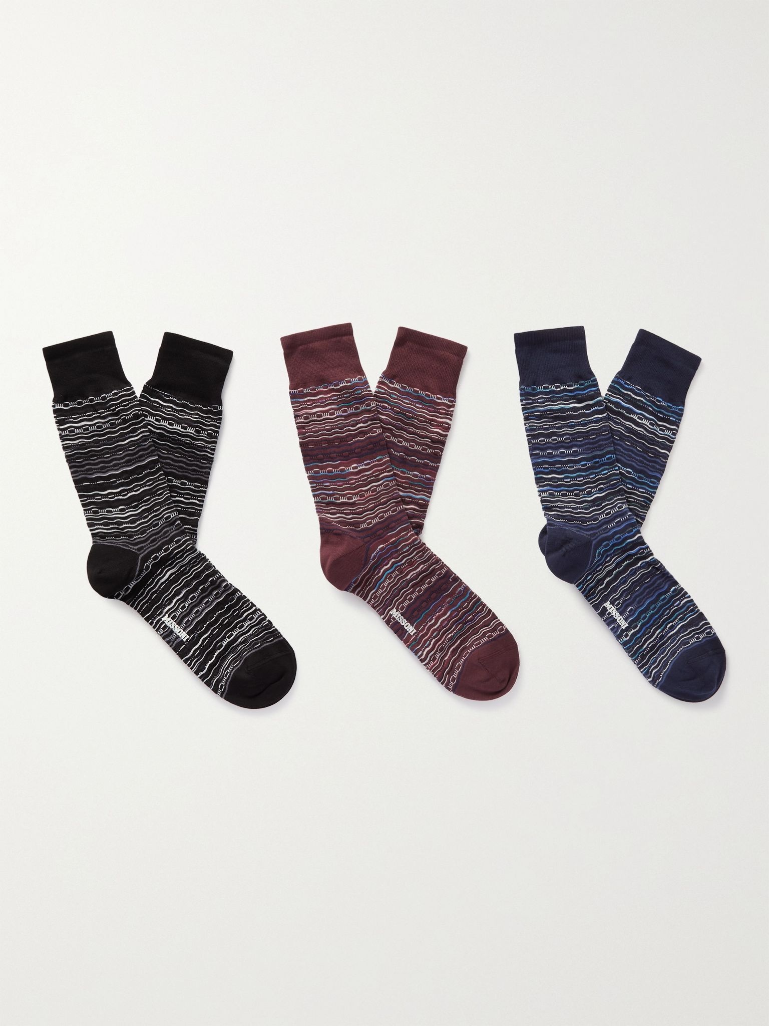 Three-Pack Cotton-Blend Socks - 1