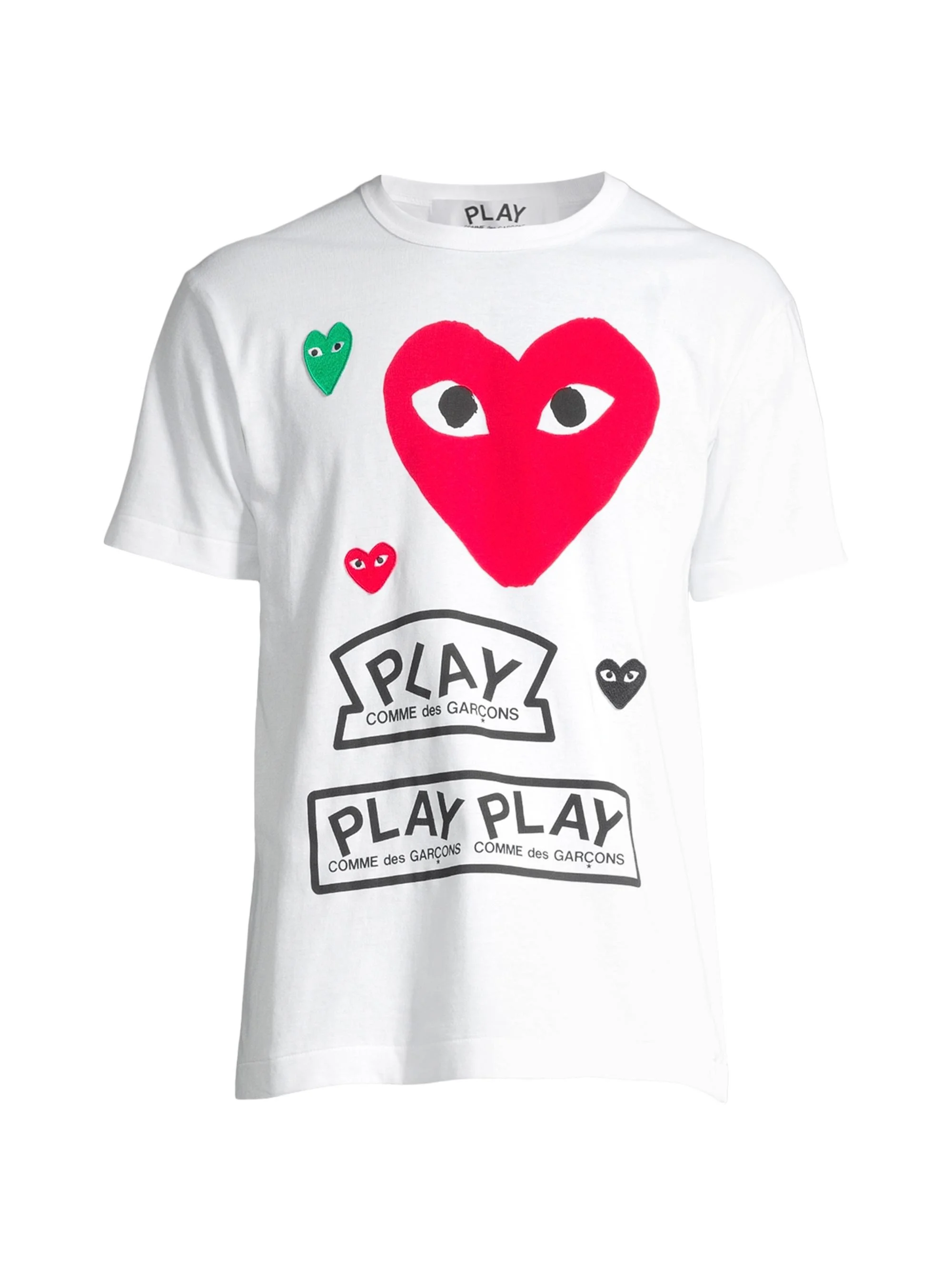 Men Play Multi Heart Graphic T-Shirt - White Red - 1