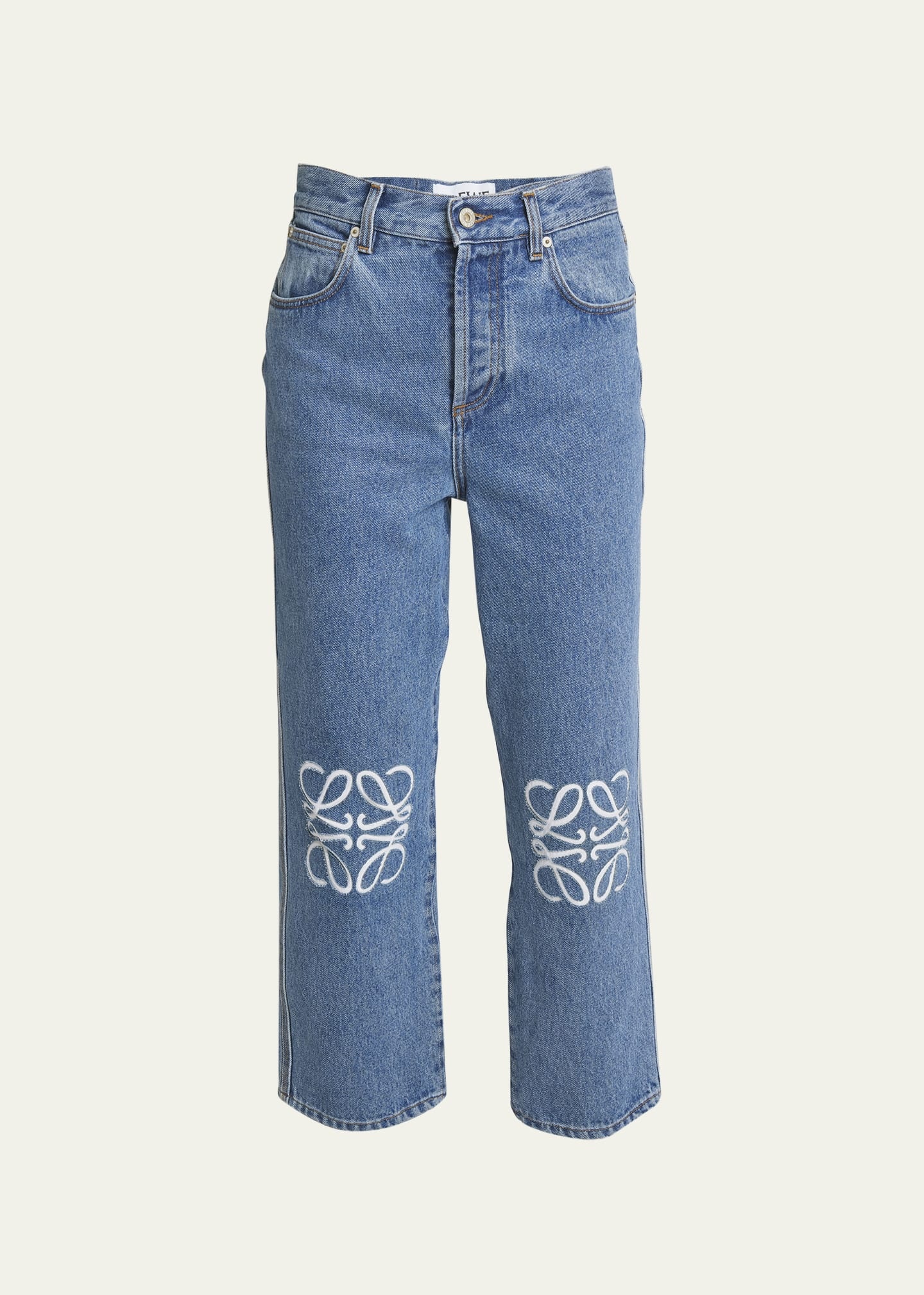 Cropped Jeans with Anagram Knee Detail - 1