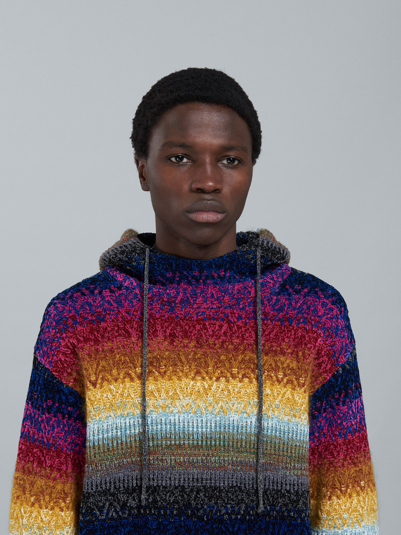 VISCOSE AND WOOL HOODED CREWNECK SWEATER 4