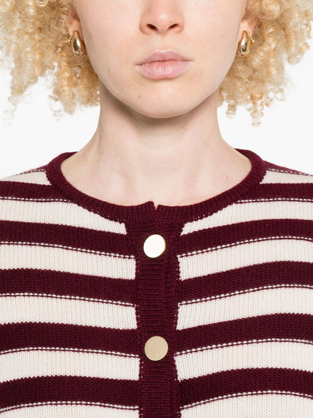 striped-button cardigan - 5