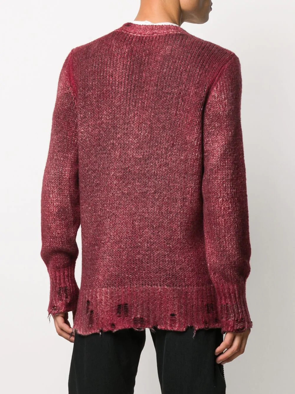 distressed knit crewneck jumper - 4