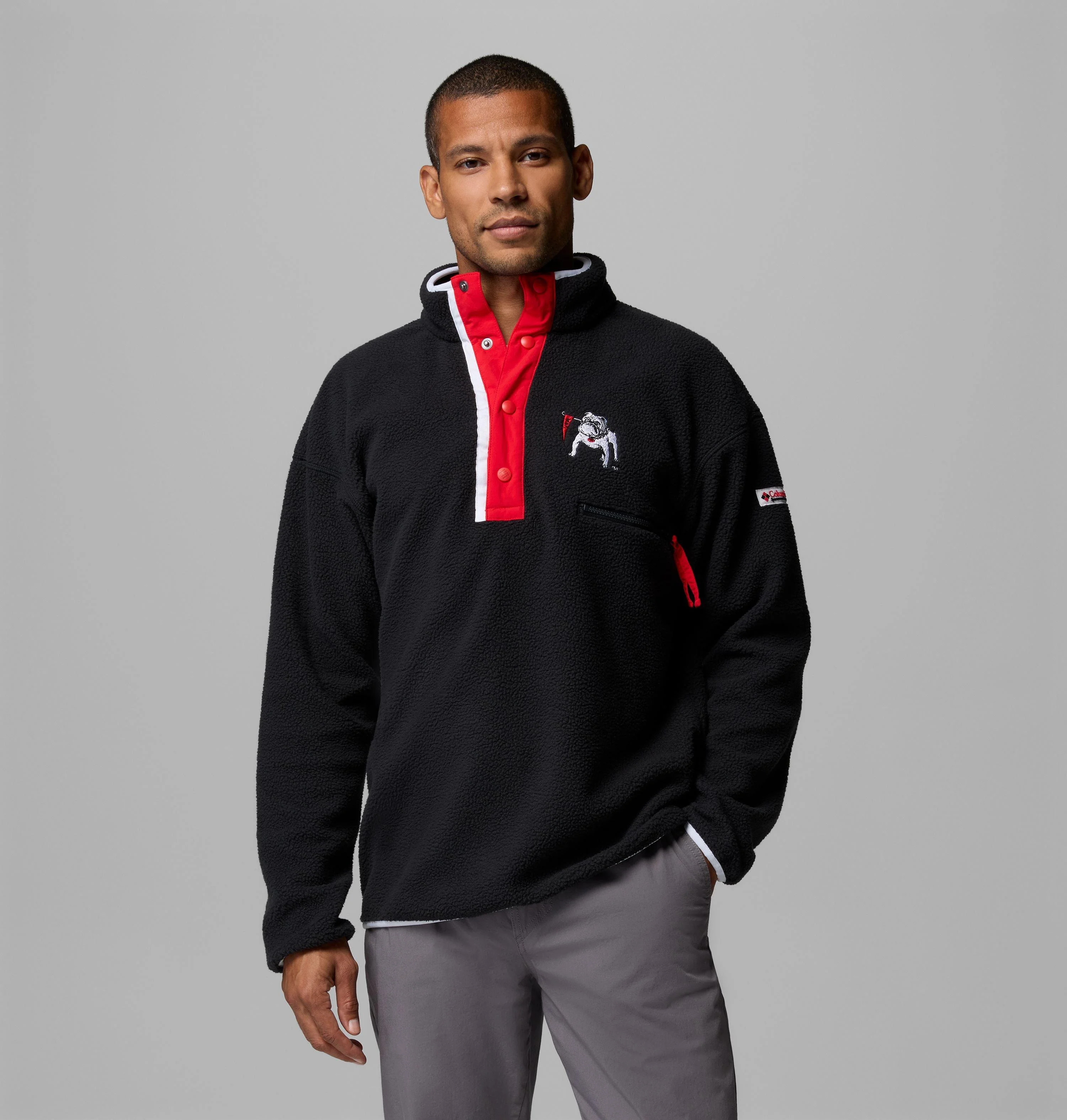 Men's Collegiate Helvetia Half Snap Fleece - Georgia - 1