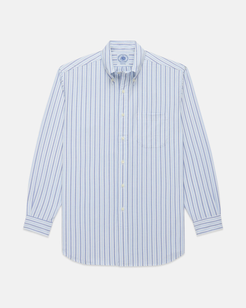 J. PRESS MADE-IN-USA BLUE & LIGHT BLUE BOLD STRIPE OXFORD SPORT SHIRT - CLASSIC FIT outlook