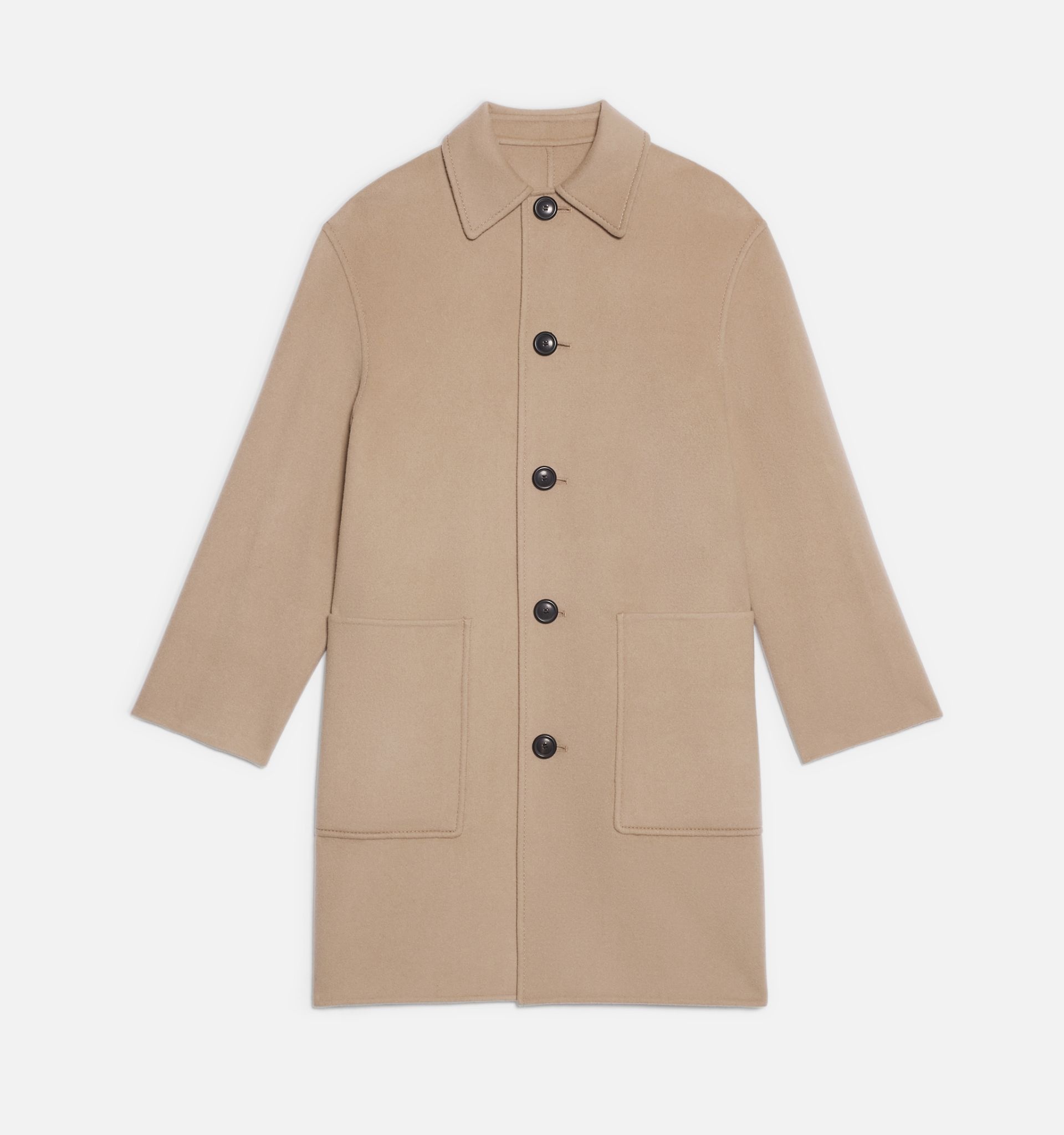 Double Face Coat With Patch Pockets - 2