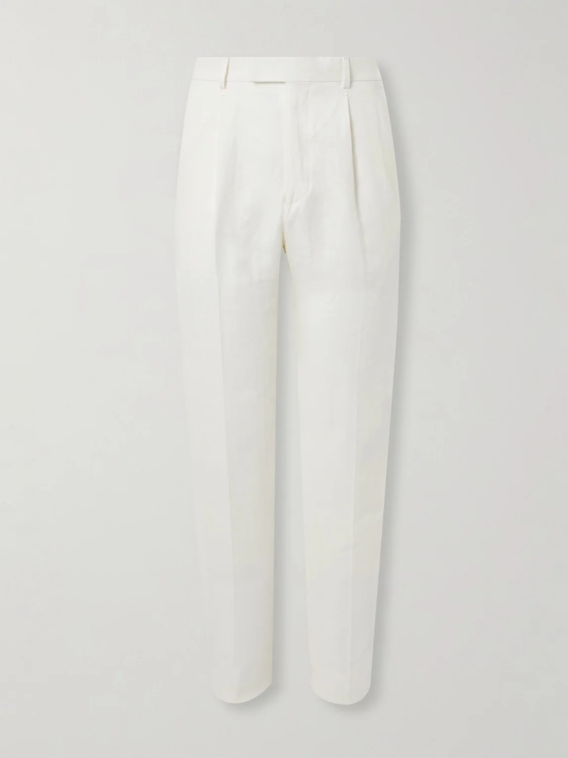Straight-Leg Pleated Linen-Twill Trousers - 1
