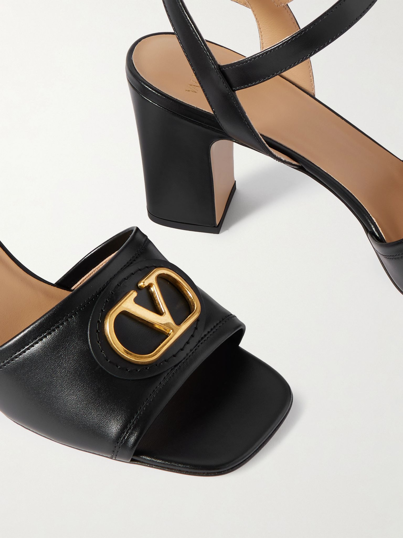 VLogo 75 embellished leather sandals Black - 4