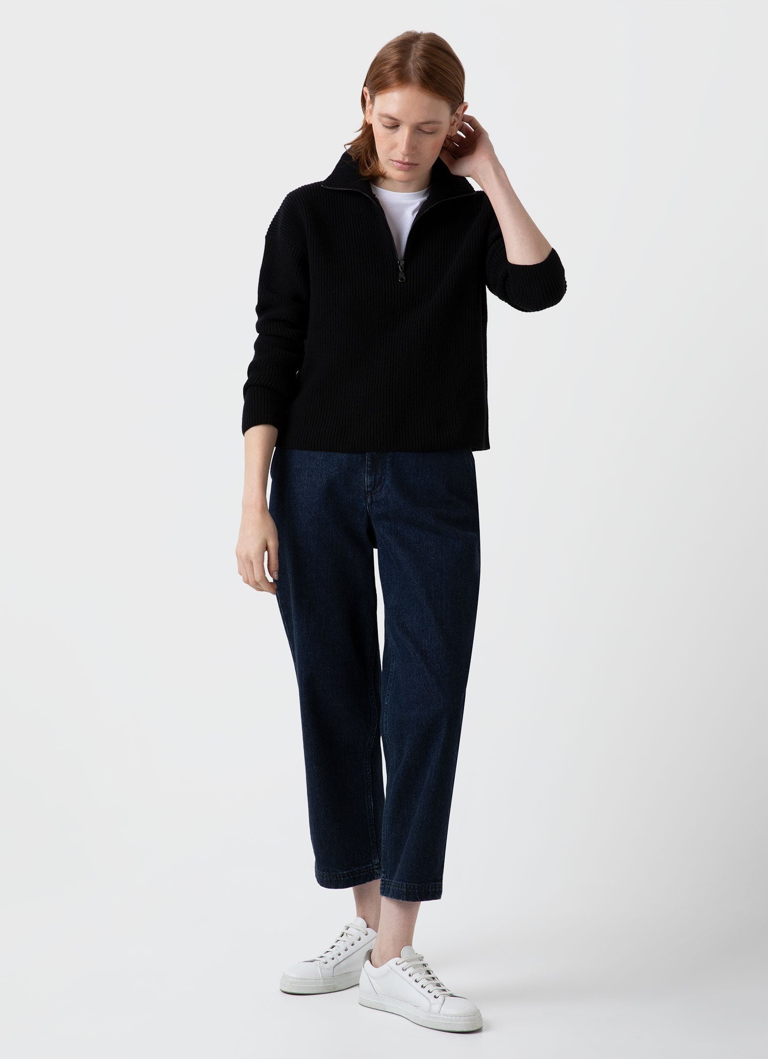 Wool Cashmere Rib Zip Neck - 3