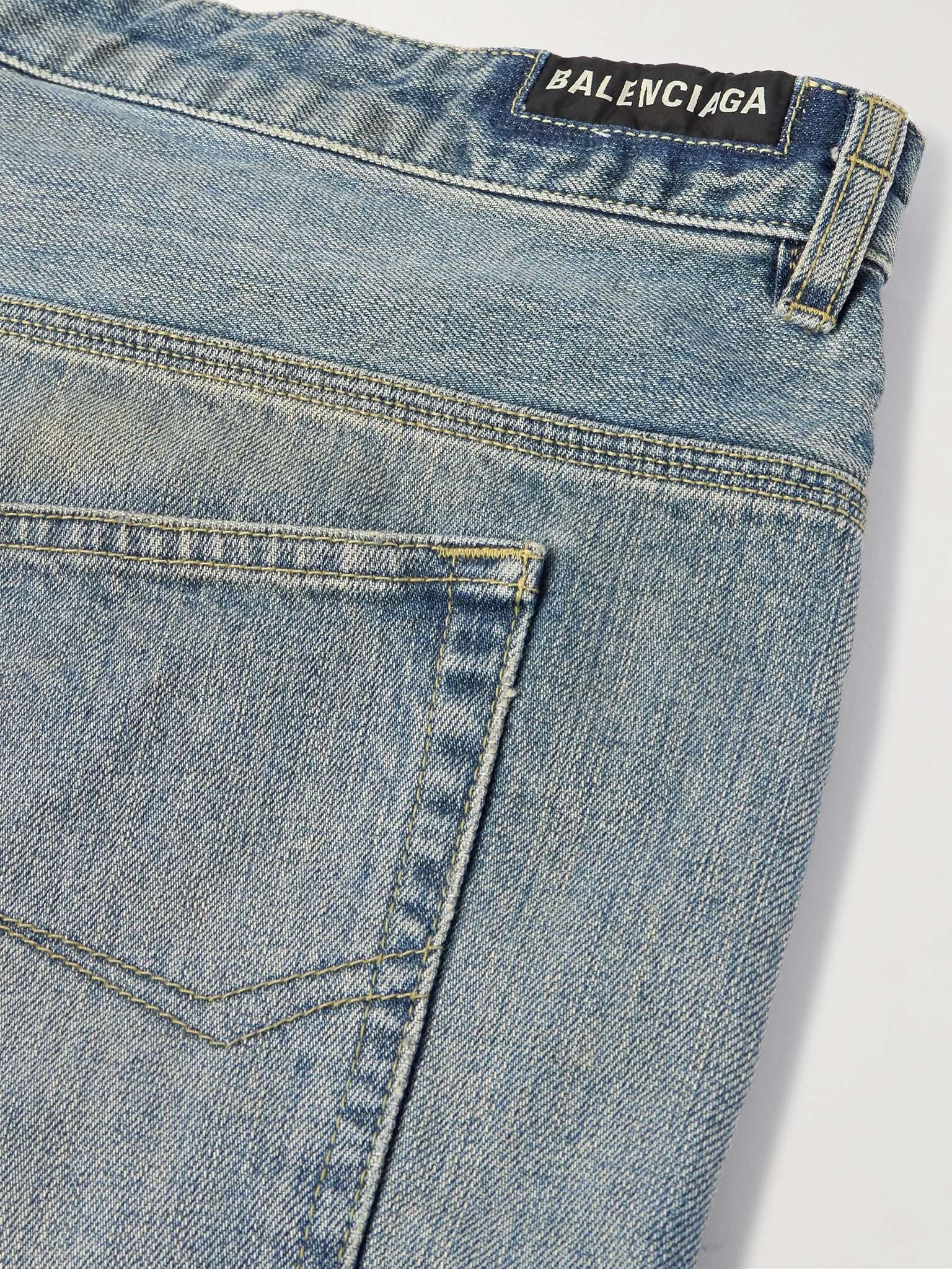 Distressed Denim Drawstring Shorts - 5