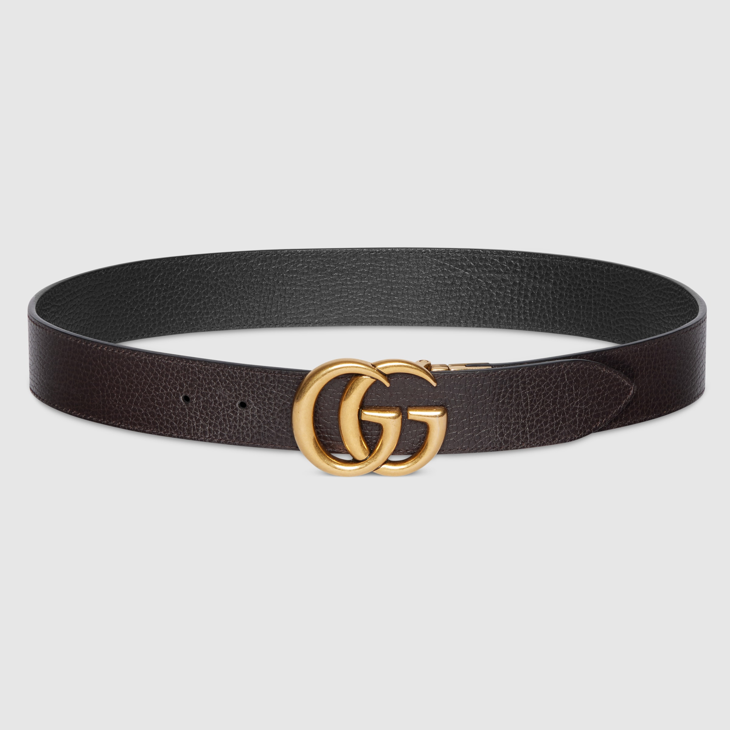 Reversible leather belt with Double G buckle - 2