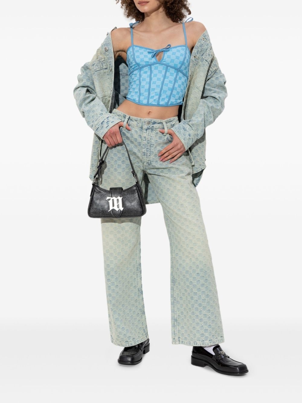 monogram-jacquard jeans - 5
