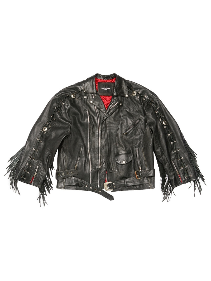 Upcycled Leather Biker Jacket Black - 1