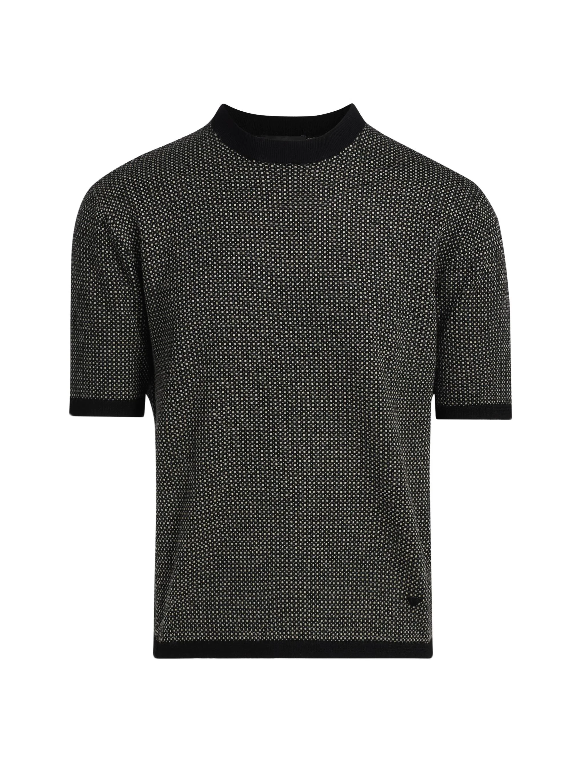 Men's Micro Dot Short-Sleeve Crewneck Sweater - Black - 1