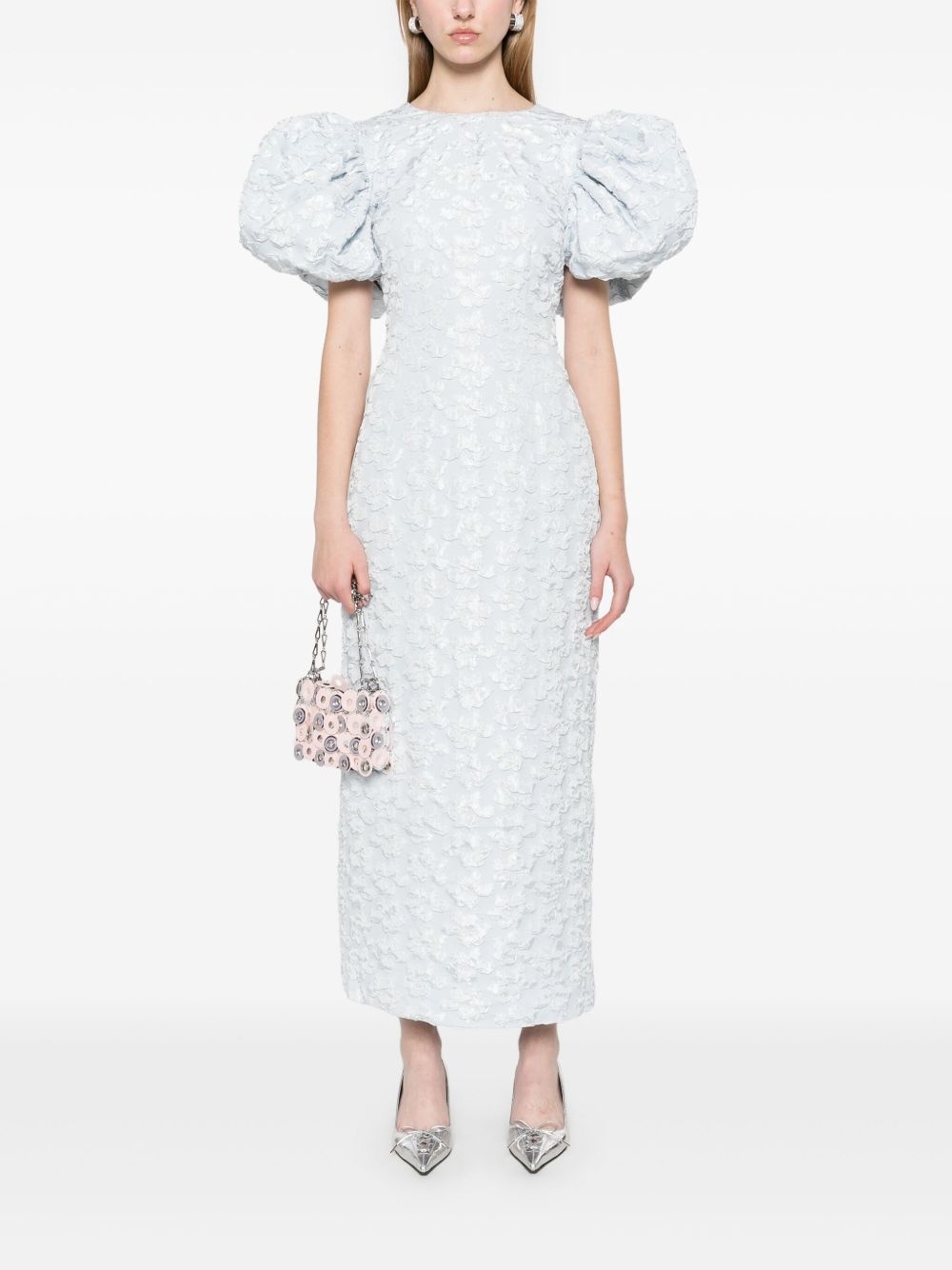 jacquard puffy midi dress - 2