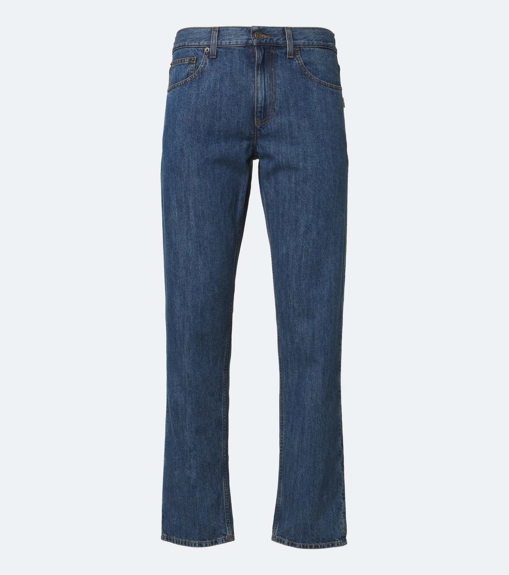 Leather-trimmed straight jeans - 1